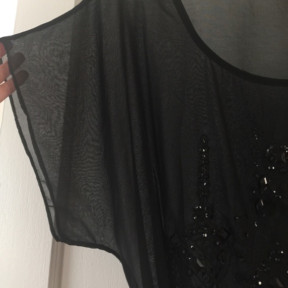 Forever 21 black beaded dress kaftan cover up - Picture 4 of 6