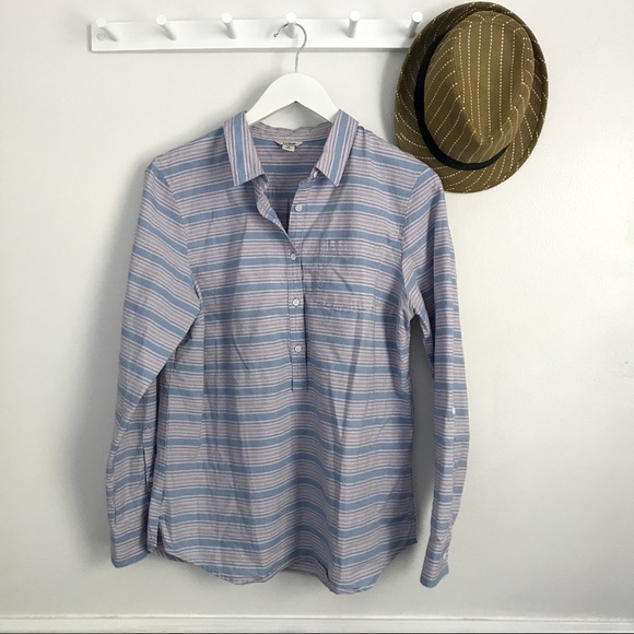 L.L. Bean Tops - LL Bean Popover Striped Blouse