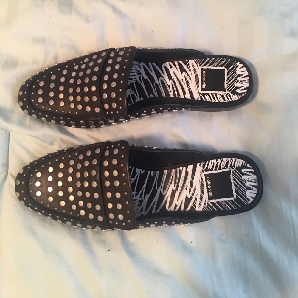 NEW Black Studded Dolce Vita slide on mule