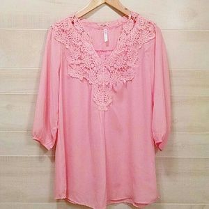 Light Pink Crochet Collar Tunic