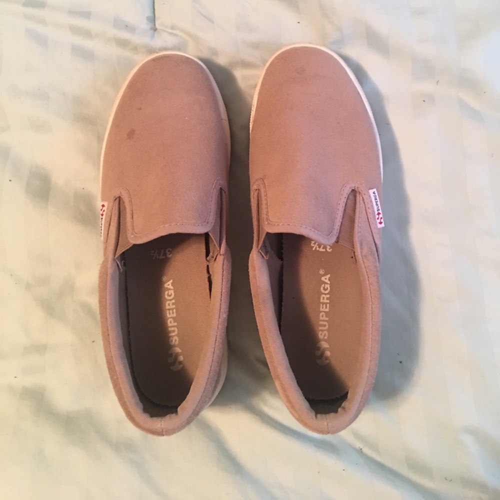 Lightly worn Tan Suede platform Superga