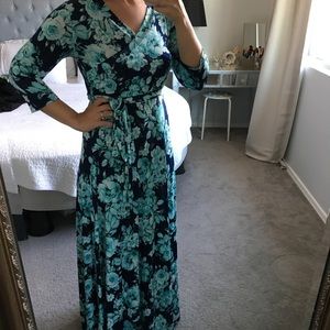 Navy/Teal PinkBlush Maternity Wrap Dress
