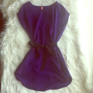Purple Dress w Black Ribbon Belt