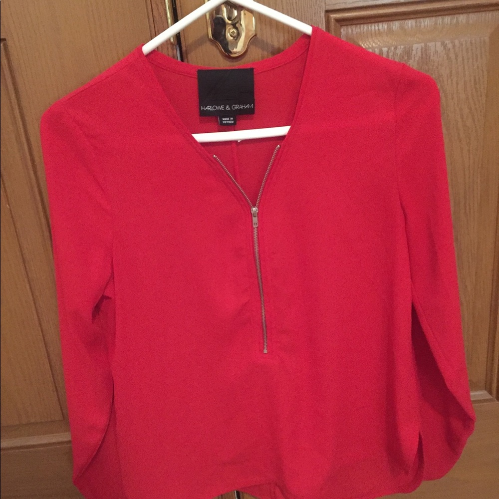 Harlowe & Graham red polyester shirt