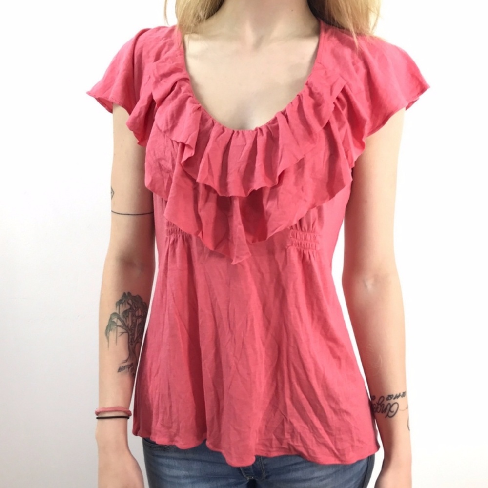 Banana Republic Pink Cap Sleeve Top w/ruffles