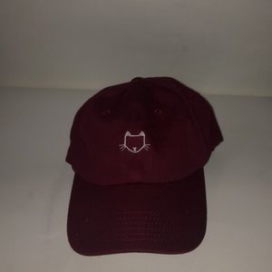 Maroon dad cap w/cat