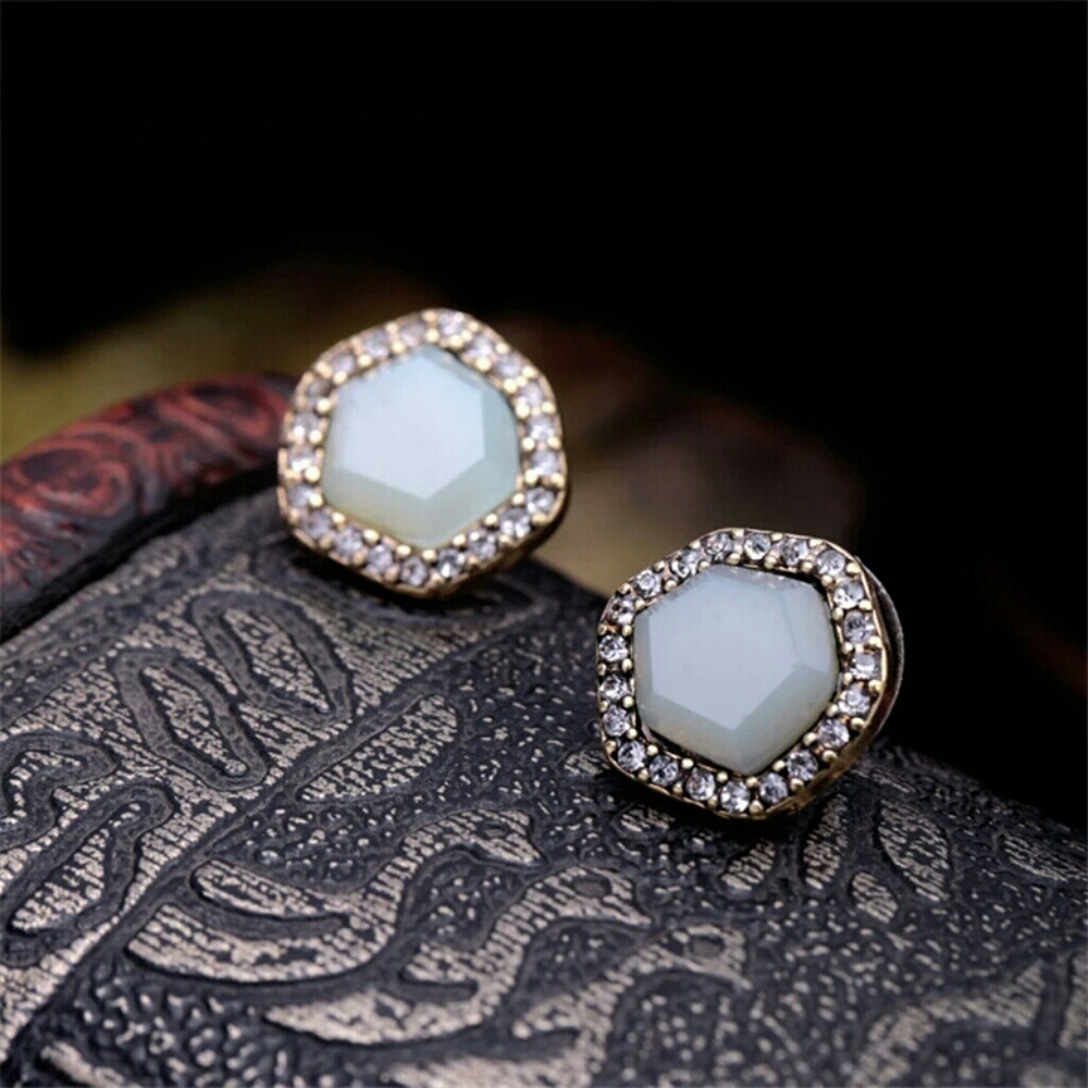 Mint green blue stone Boho earrings