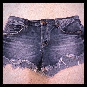 EUC Free People Button-Up Distressed Shorts Sz 28