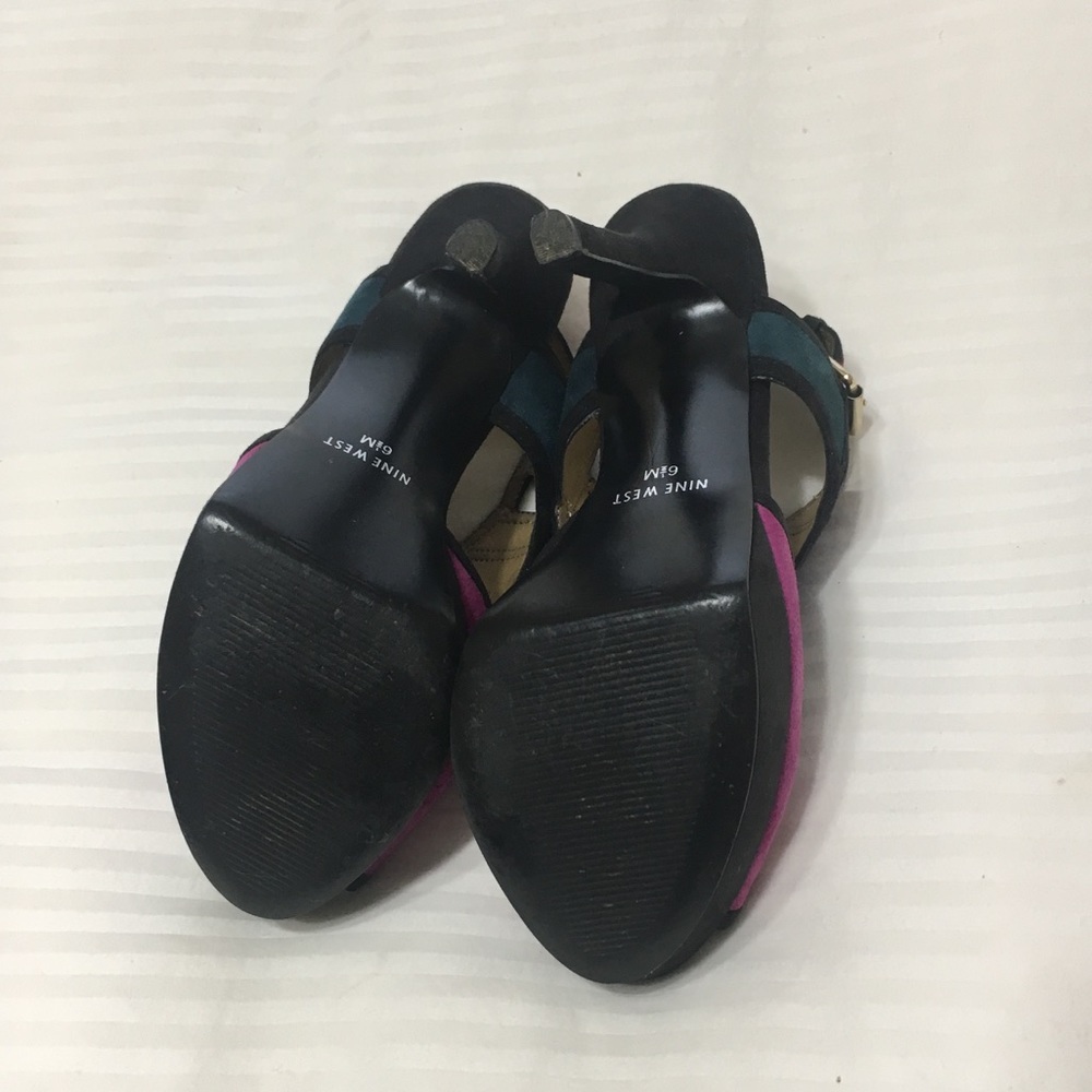 Nine West suede peep toe platform sandal/ heel - Picture 8 of 8