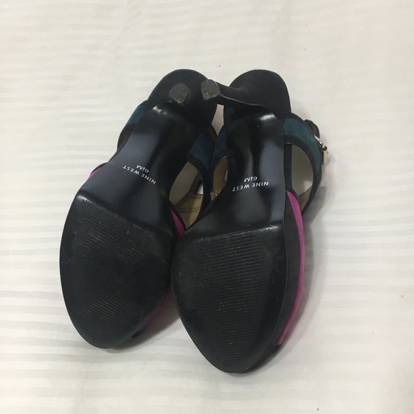 Nine West suede peep toe platform sandal/ heel - Picture 8 of 8