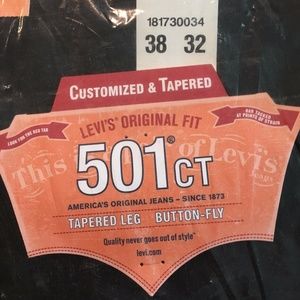 Brand New Levi 501 ct Black Jeans Straight/Tapered