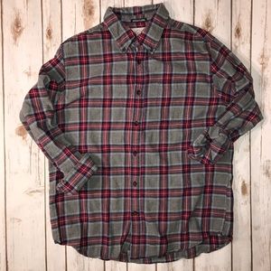 Men St. John's bay red plaid flannel Button Up