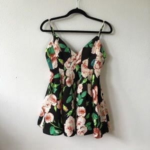 Black and Floral Print Romper