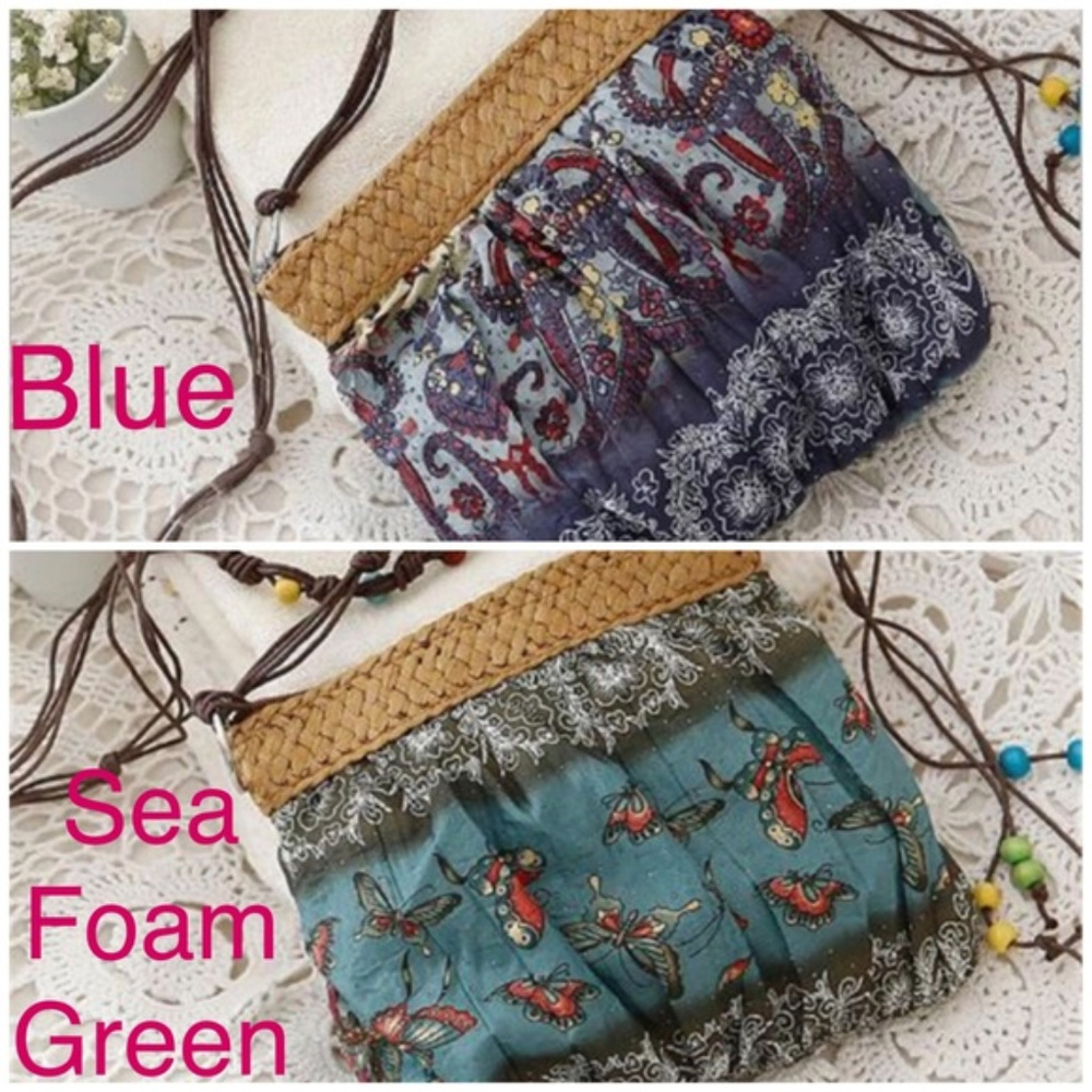 NWT Floral Crossbody/ Messenger Straw Weave Boho - Picture 7 of 8