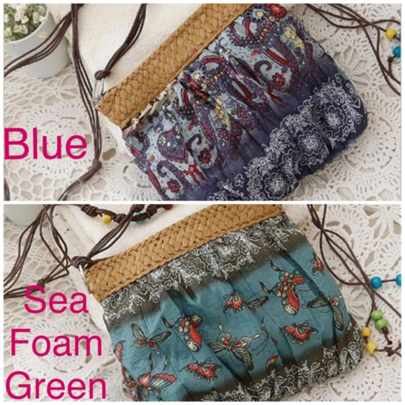 NWT Floral Crossbody/ Messenger Straw Weave Boho - Picture 7 of 8