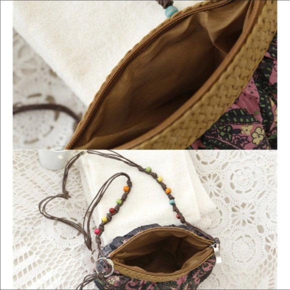 NWT Floral Crossbody/ Messenger Straw Weave Boho - Picture 6 of 8