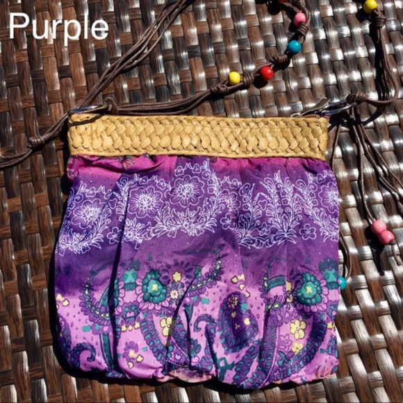 NWT Floral Crossbody/ Messenger Straw Weave Boho - Picture 2 of 8