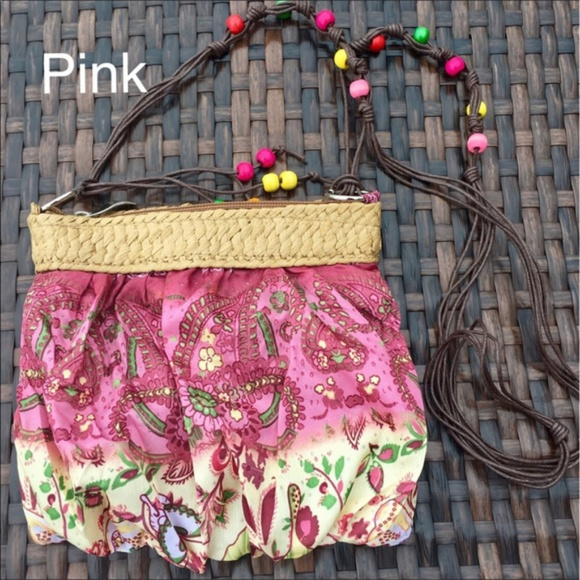 NWT Floral Crossbody/ Messenger Straw Weave Boho - Picture 4 of 8