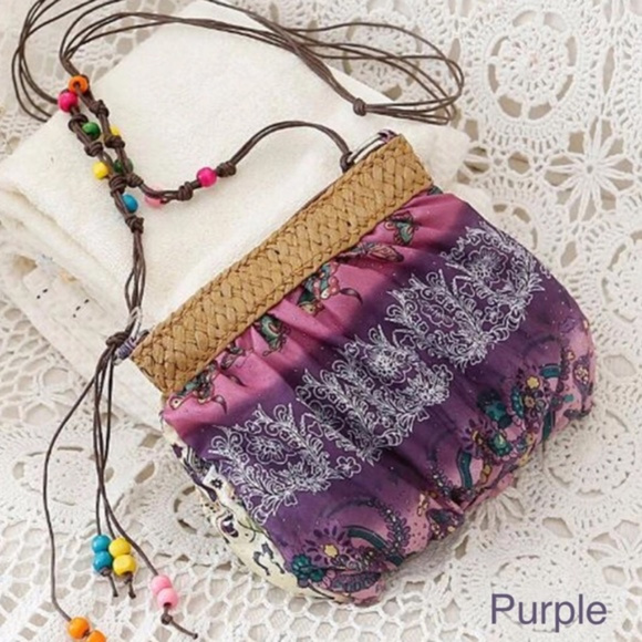 NWT Floral Crossbody/ Messenger Straw Weave Boho - Picture 8 of 8