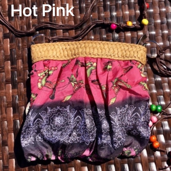 NWT Floral Crossbody/ Messenger Straw Weave Boho - Picture 3 of 8