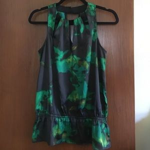 Green and Black Peplum Top