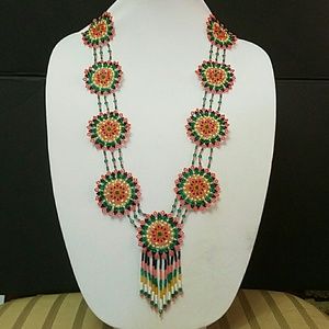 Handmade flower bead necklace
