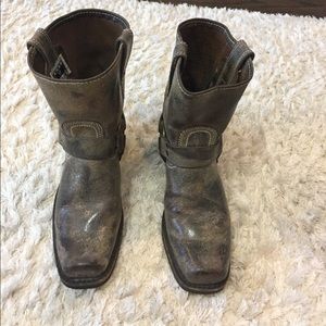 Frye harness boots in pewter
