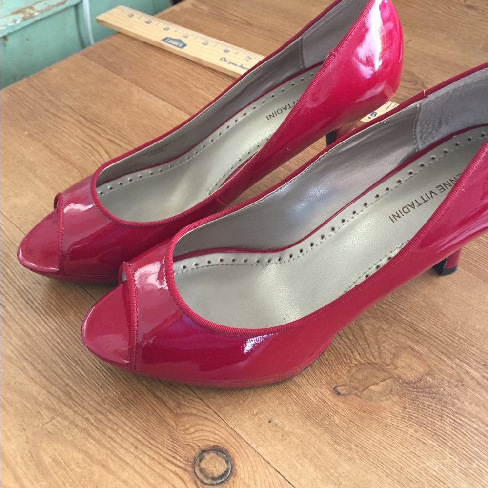 Adrienne Vittadini red peep toe heels