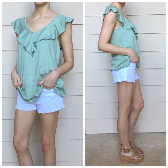 ❌LAST DAY ON POSH❌Mint Cross Back Ruffle Top - Picture 2 of 5