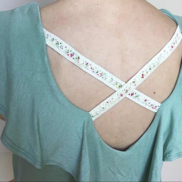 ❌LAST DAY ON POSH❌Mint Cross Back Ruffle Top - Picture 5 of 5