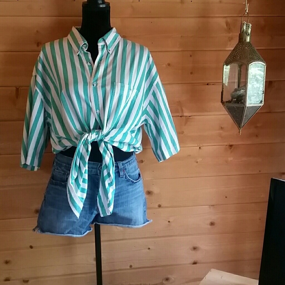 Oversized striped vintage Eddie Bauer button-down