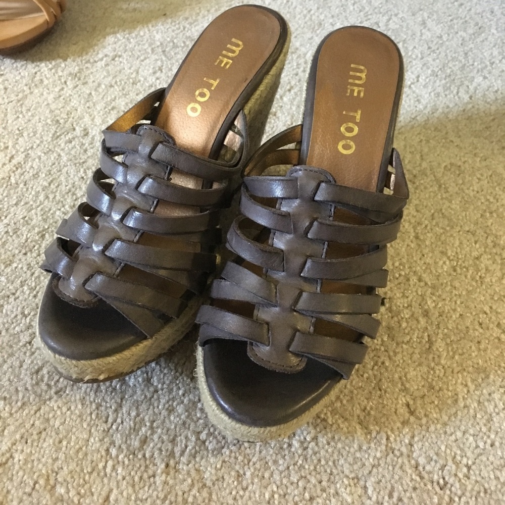 Me Too leather espadrille wedges, size 6