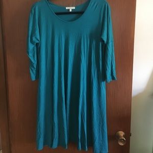 Teal thicker cotton swing dress