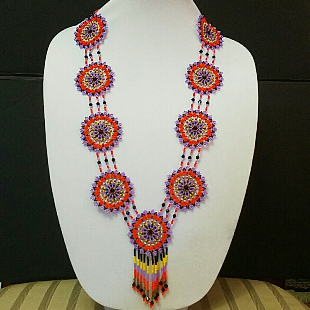 Handmade flower bead necklace