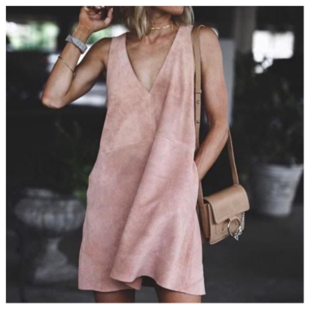 NWT Free people retro suede pink dress XS
