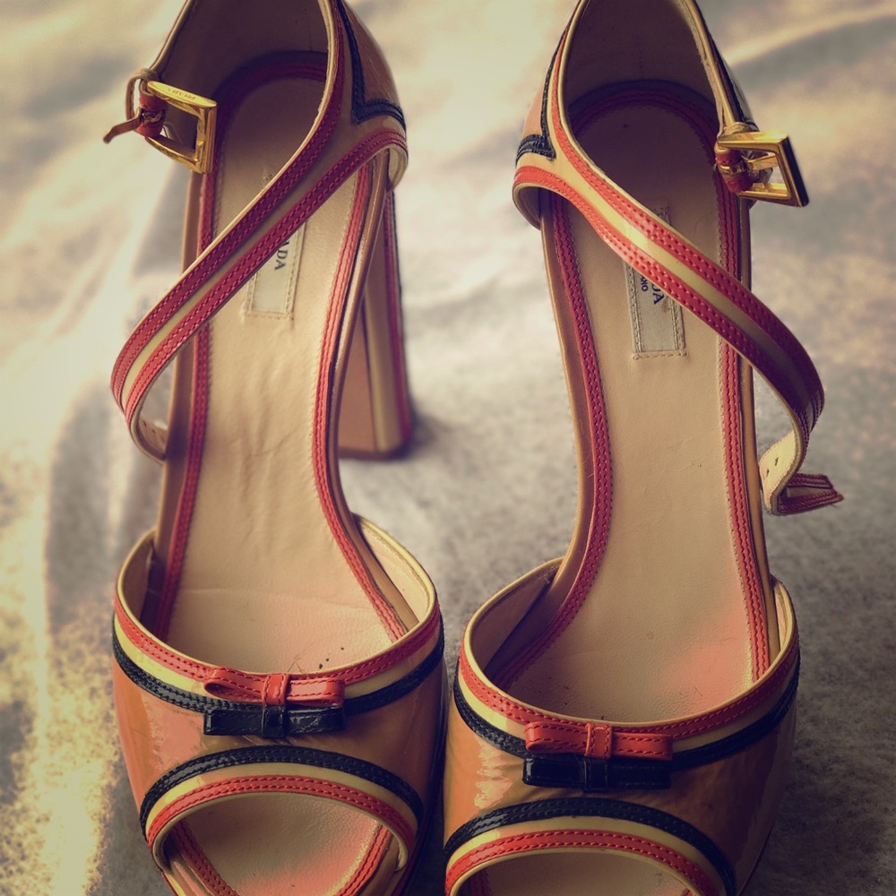 Prada platform ankle strap sandles