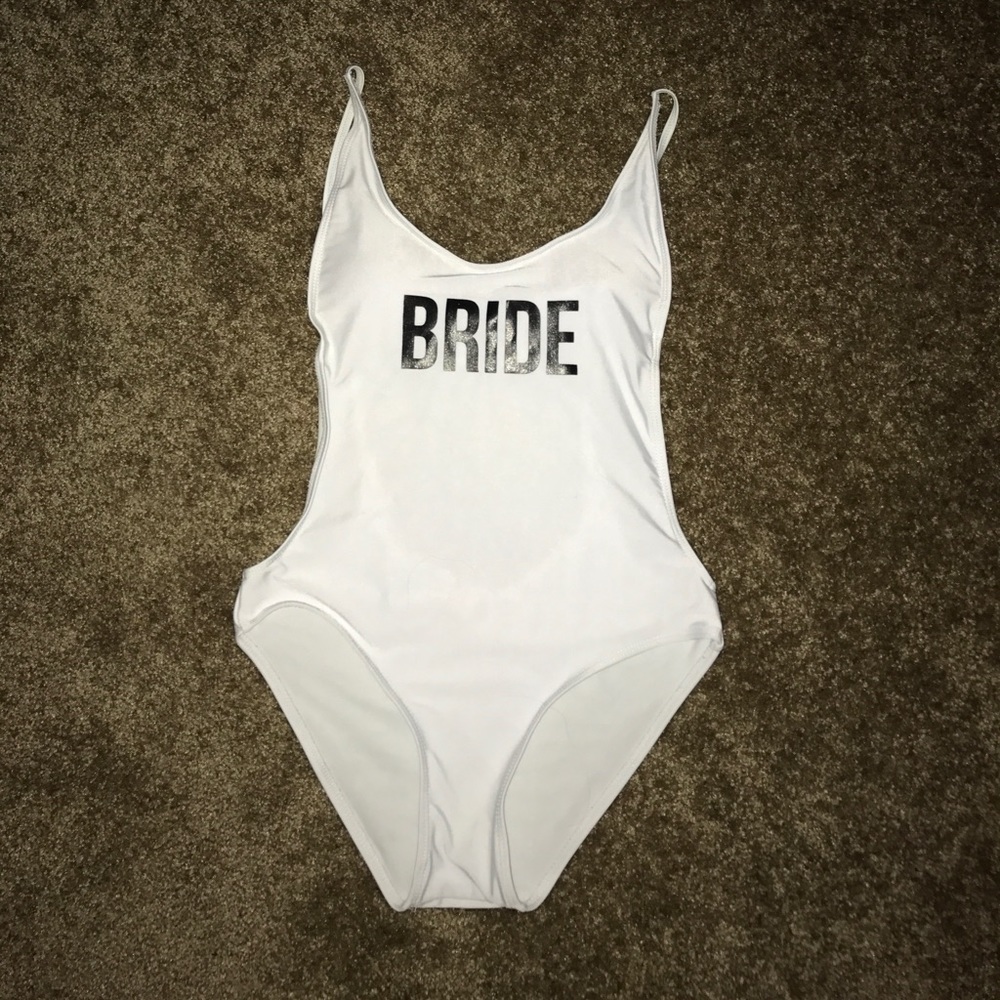 White bride one piece swimsuit