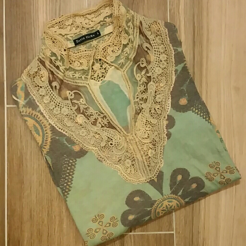 David Cline v-neck lace top