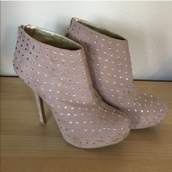 Forever 21 Shoes - Blush/nude booties with rhinestones