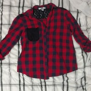 Faux Flannel Button Down Shirt