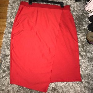 Red Asymmetrical skirt .