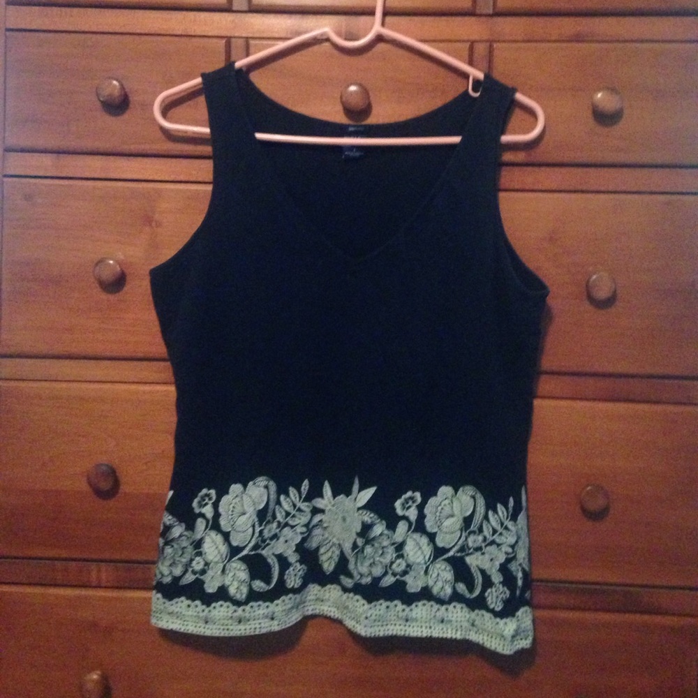 Gap sz L Black and Tan stretch tank top