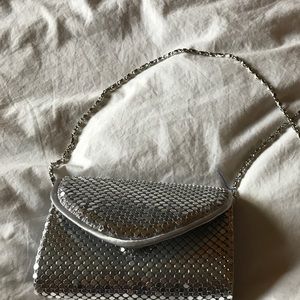 Metal mesh shiny silver crossbody bag NWOT