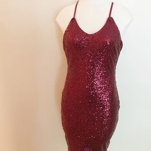 Sequins Burgundy Dress