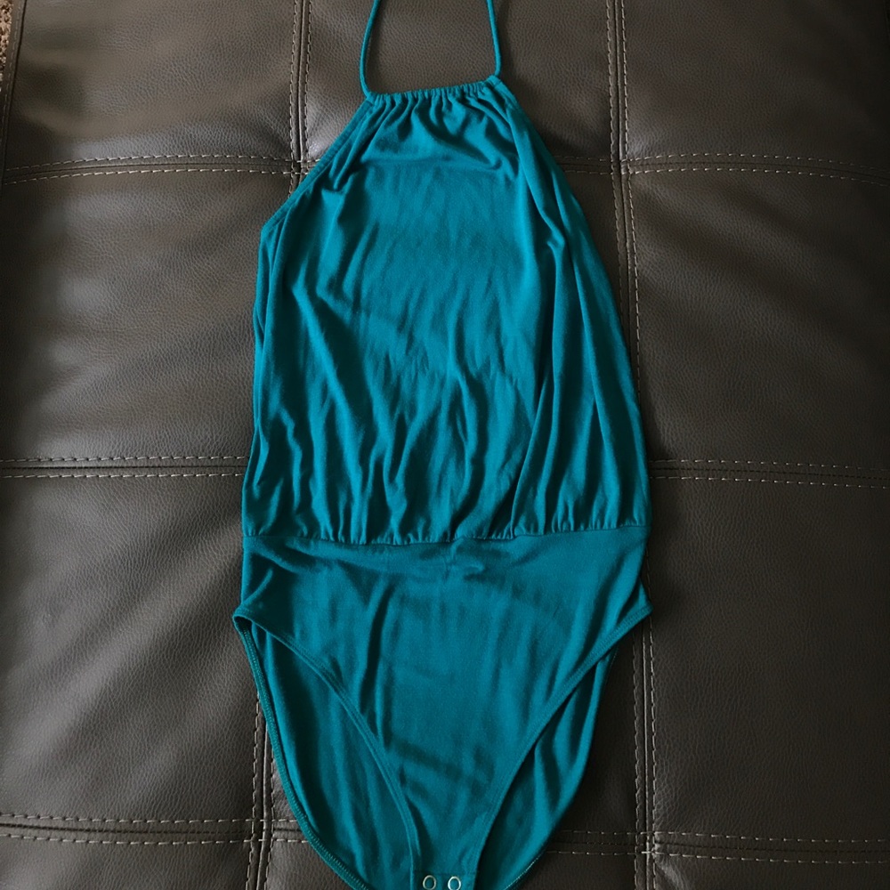 Teal halter onesie