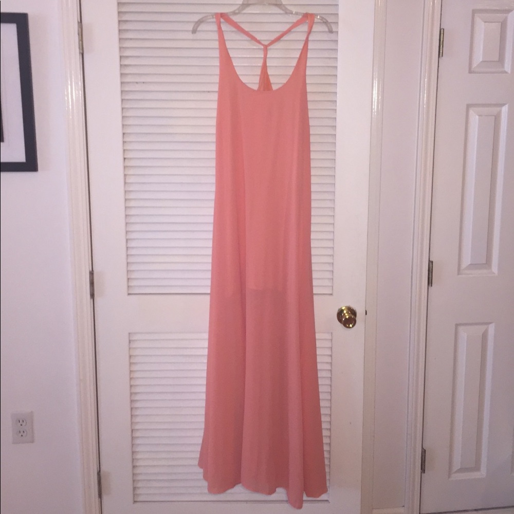 Long Coral Racerback Dress