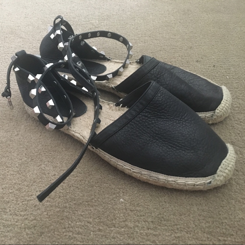 Rebecca Minkoff Black leather espadrilles
