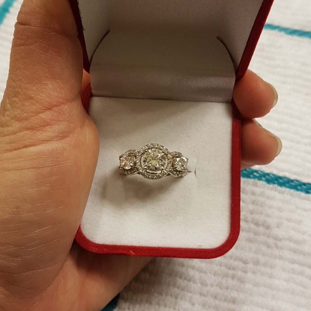 Solid 14k white gold diamond ring
