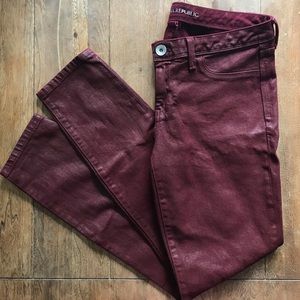 Banana Republic coated maroon jeans, size 28