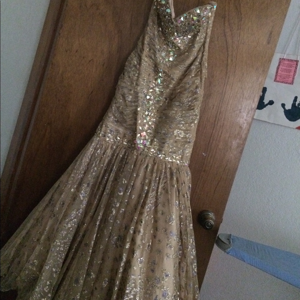 Gold mermaid prom dress